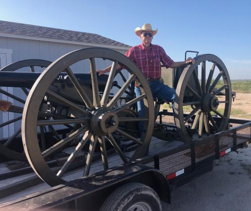 Meet “The Judge.” Ross J. Cox, Sr. of SCV Camp No. 2353 obtained this full scale 3 inch bore six-pound reproduction cannon at Ft. Stockton. It will be on display at the Lampasas VFW Tuesday, July 22nd. Members of the camp will be attending an artillery school near San Angelo in October. Photo by Melinda McConnaughy