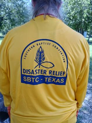 SBTC(Southern Baptist of Texas Convention) Disaster Relief Team all wore these yellow T-shirts