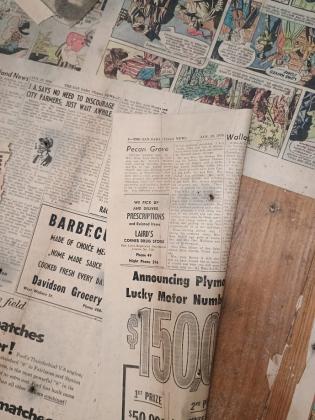 January 19, 1956 newspaper found in a layer of newspapers under the vinyl flooring