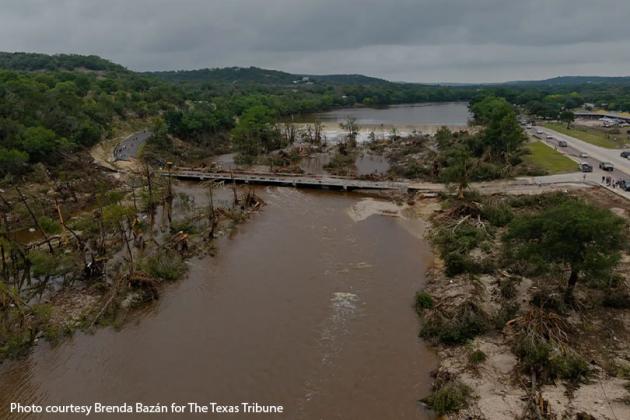 Floodwaters that surged through the Texas Hill Country las week claimed lives, destroyed homes and caused major damage to farms and ranches. | Photo courtesy of Brenda Brazan for The Texas Tribune