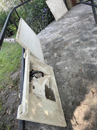 You can see by this sink that the water got up pretty high in the buildling.