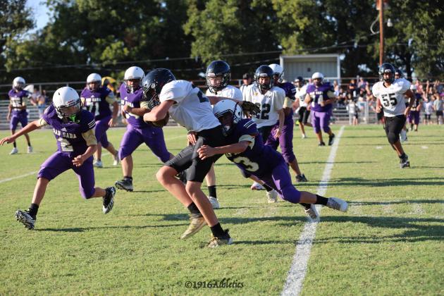 #3 Brian Rocha and #2 Corbin Knight in last Thursday's game against Goldthwaite