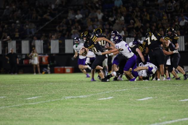 #21 Jack Stewardson in last Friday's game against Goldthwaite