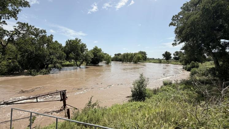 July 18, 2026, at 3:45 p.m... County Judge Jody Fauley received this picture and report of the San Saba River a few miles west of the city of San Saba. Report is that the water rose very quickly.