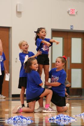 Little Indians cheerleaders at Meet the Indians Cara Sue Broyles, Paxley Weeks, Macey Forehand, and Adri Arroyo Courtesy of Valerie Valdez