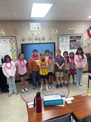 Some SSES 4th graders modeling their prizes from Donna and Dora!