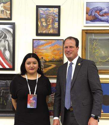 Judy Aguado and Representative August Pfluger at the Capitol Courtesy of Shara Wright