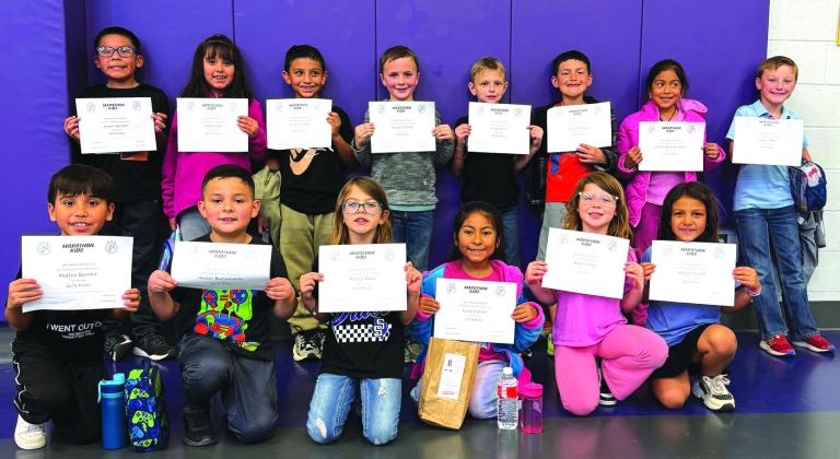 Second Grade Top Row: Jovani Aguilar, Sofia Licia, Angel Correa, Maddox Moore, Ethan Smith, Karson Bessent, Arely Crisanto, and Cason Owen; Bottom Row: Matteo Barrera, Hector Bustamante, Paisley Ward, Lucia Cuevas, Aspen Hoyt, and Abigail Rivera.