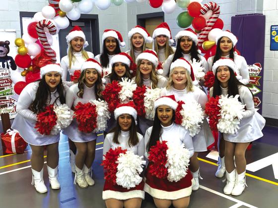 SSHS Dilloettes performed for the crowd. Back Row: Tanner Proffitt, Presanies Thomas Haleigh Ware, Anna Millican, Valeria Macias, Emily Estrada. Middle Row: Carolina Cervantes, Leslie Aguirre, Keely Pham, Kinlee Jacobs, Skylar Lewis, Esperanza Baez. Front: Natalie Cuevas and Kristi Macias.