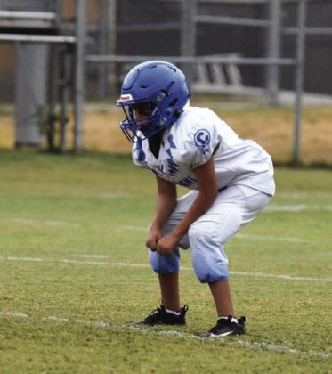 Richard Chavarria getting ready for the next play at the junior high football game in Iredell Courtesy Valerie Valdez