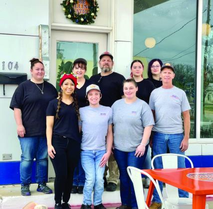 The Filling Station - front row far right - owner Alan Trotter; back row 2nd from left - manager Rhonda Waidman