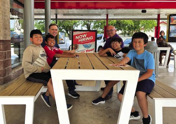 Left: Mr. Shahan, Andres Rodriguez, Benjamin Rodriguez. Right: Mr. Devine, Mauro Jimenez, and Isaias Hernandez