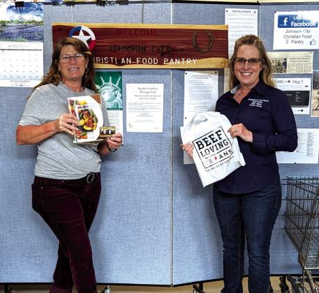 Hill Country CattleWoman, Kelly James (right), presented a $500 Beef Certificate to The Johnson City represented by Dawn Allen (left).