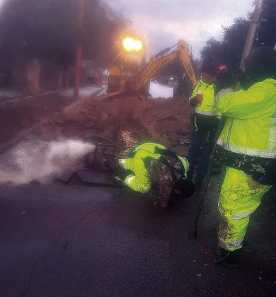 If you look closely at this photo, it appears the working kneeling down with his hands reaching right through the concrete. No, that is mud. Cold mud... with water spewing out. And one more detail to keep in mind - it was 24 degrees! Our City workers are always going the extra mile to make sure San Saba has everything it needs. Courtesy of Scott Glaze