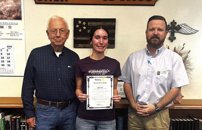 Pictured: Rotarian Dr. Jerry Blankenship, Student Zyile Hunt, Rotarian Jake Lackey