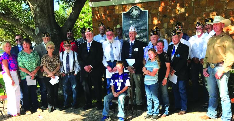 A group photo of attendees at the Texas Historical Marker Dedication on 9-11-25 at the City National Bank. Photo courtesy of Post Adjutant