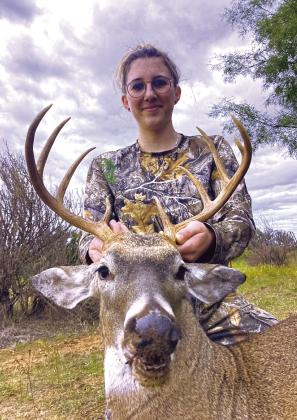 Shelby McGee, daughter of Casey McGee, harvested this 9 point in Algerita on the Rainbolt ranch on November 3, 2023. Courtesy of Casey McGee