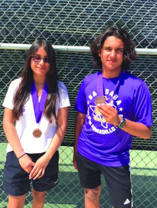 Adriana Macedo and Kevin Aguilera won 3rd Place in 8th Grade Mixed Doubles