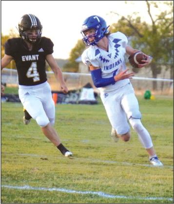 Cayden Houston carrying the ball down the field in the Cherokee HS win over Evant. Courtesy of Valerie Valdez