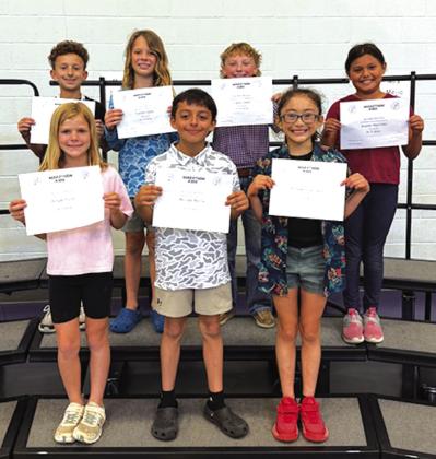 Third grade students L-R: top row - Asher Smith, Carson Sloan, Cason Owen, and Avalen Martinez; ottom row - Abigail Fuller, Michael Rocha, and Elizabeth Gonzalez.