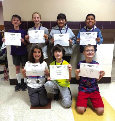 Fourth grade students L-R: Hugh Henslee, Hadley Fuller, Jeimy Ortiz, and Brandon Aguirre; bottom row - Cash Reyes, Luke Naizer, and Dayler Barrier.