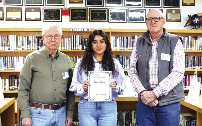 Rotarians Jerry Blankenship and Tom Griess with Student of the Month, Damaris Patino Photo by Deanne Cromer