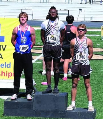 Cayden Houston on the 2nd place podium in the high jump at the regional meet Courtesy Regina Randolph