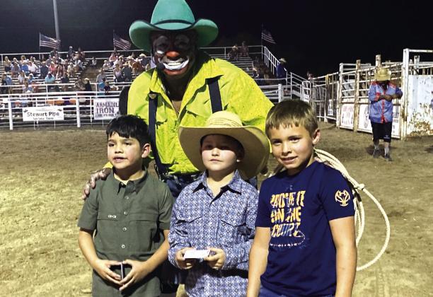 Saturday Night Mutton Buster winners - 1st - Miller Moore, 2nd - Aaron Martinez, 3rd - Asher Little Courtesy of Cindy Stewardson
