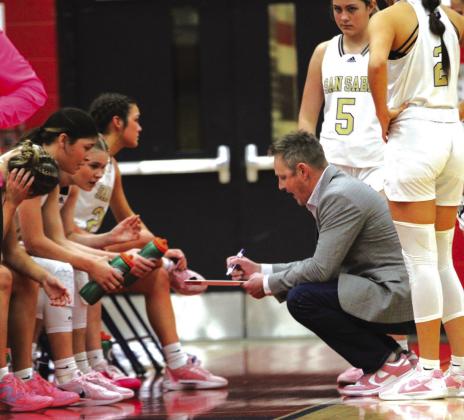 Lady Dillos taking a time out to regroup in the Regional finals game