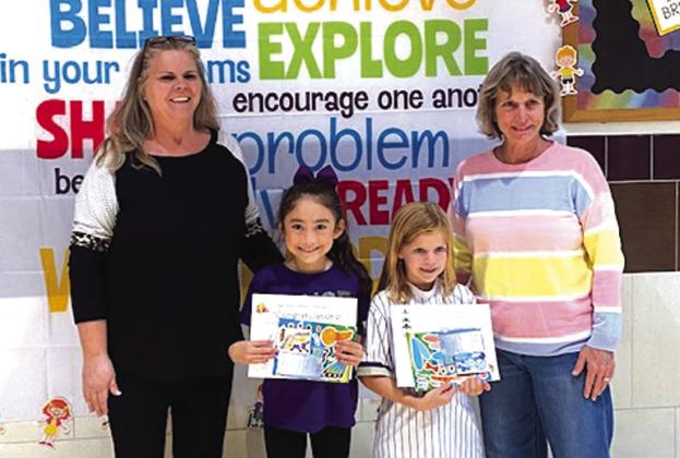 Second Grade Environmental Poster Contest: Kelley Cash (teacher), Elizabeth Gonzales, Abby Fuller, Jacqueline Carlson (Garden Club member). Absent - Morgan Huff