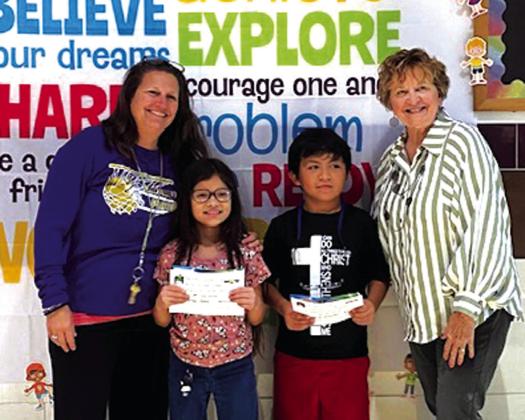Third Grade Woodsy Owl and Smokey Bear Poster Contest: Jenni Jost (teacher) Arisbel Paz, Zuriel Sanchez, Debbie Shahan (Garden Club member)