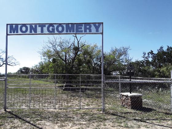 Montgomery Cemetery entrance sign and dedication marker