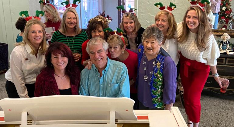 Shown are members of the Pierian Club’s Entertainment Committee, along with Andrew Fish and Debbie Reynolds from the Keystone Hotel in Lampasas.