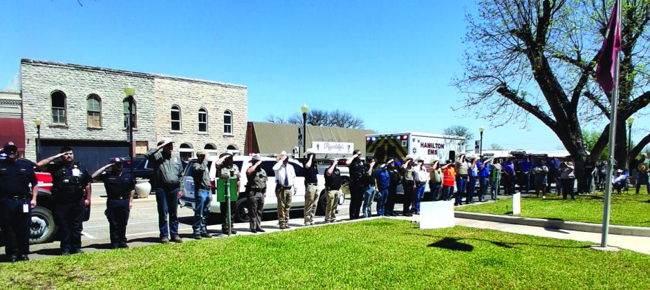 A crowd gathered last Friday for End of Watch for San Saba Police Chief Steven Newkirk. Photo by Carolyn Preece