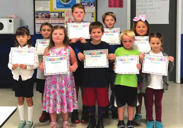 A Honor roll students: (back row) Knox Williams, Caden Morrison, Holdin Boswell, and Phoebe Valdez (front row) Nathaly DelValle, Avery Wilson, Parker Weeks, Eddie Forehand, and Adelynn Merriman