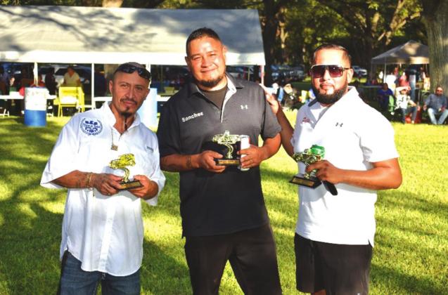 Shown are the Car Show winners at Diez y Seis Celebration held on September 18th at Risien Park. Left to Right are: Jose L. Guerrero, Comanche, TX – 3rd Place for 2018 maroon GMC Sierra; Carlos Eduardo Sanchez, Comanche, TX – 2nd Place for 1995 purple Chevy truck; and Pepe Rodriguez, San Saba, TX – 1st Place for 2020 white Denali 2500. See additional Celebration photos on page 15.