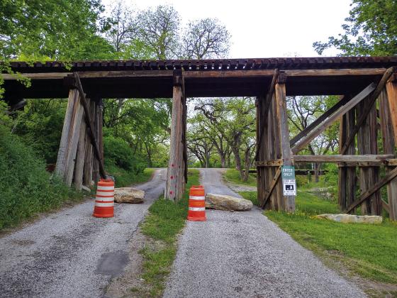 In case you ever wondered how to make sure everyone knows the park is only open to foot traffic and NOT to vehicles, this way leaves no doubt.