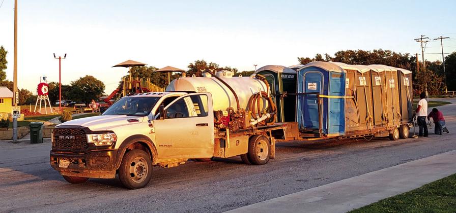 Some of the Porta Potties being delivered to Mill Pond Park