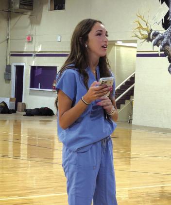 Cinzlea Stanton stopped by the San Saba Youth Sports summer camp to share how basketball and a competitive mindset shaped her life. Courtesy of Jessica Fuller
