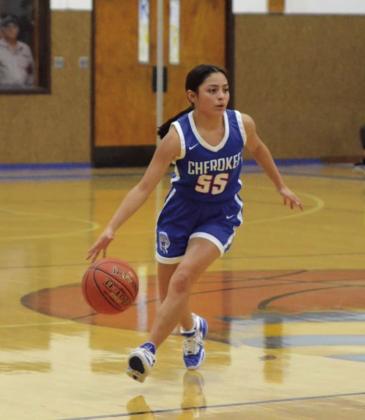 Lauren Roberson handling the ball in the varsity game against Rochelle Courtesy Rita Boultinghouse