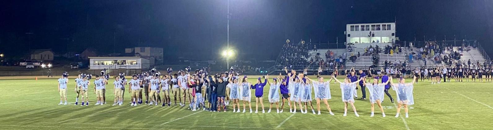 SSHS Cheer and Fans who traveled to Junction battling tough weather Photo courtesy of San Saba All Sports Booster Club