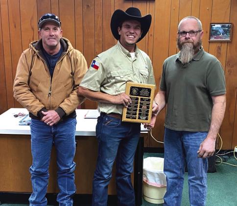 Kolby Reavis, employee working in the Parks Department, was selected as the Employee of the Month for December. A plaque with his name on it and a gift certificate to a local restaurant were presented to Kolby (center). Taking part in the presentation were Public Works Director Scott Glaze (left) and Alderman Michael Nelson (right). Photo submitted by Sabrina Maultsby
