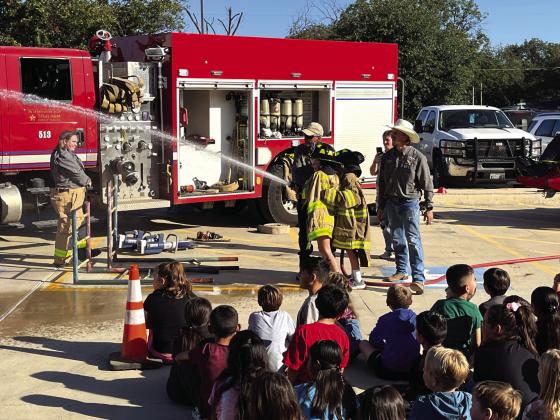 Local Volunteer Firefighters visit San Saba Elementary School