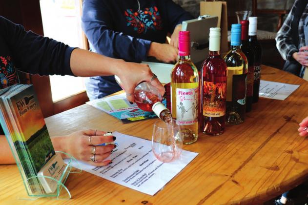 Sampling some of the fine locally produced wines.