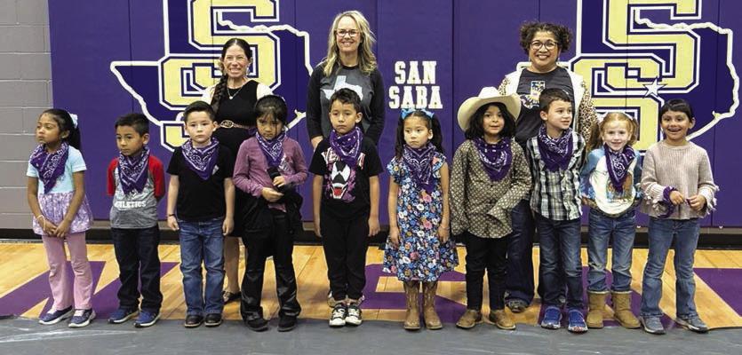 SSES Kindergarten Students and Teachers Front Row (L to R): *Kimberly Crisanto, Ivan Espinosa-Palacios, *Daniel Estrada, Joanna Franco, *Luis Luna-Tapia, *Yaretzi Mendoza, Adriel Servin, Jett Smith, Kadence Turner, and Payton Turner. Back Row (L to R): Mrs. Hyacinth Bessett, Mrs.Alyssa Oliver, Mrs. Ceci Bessent.