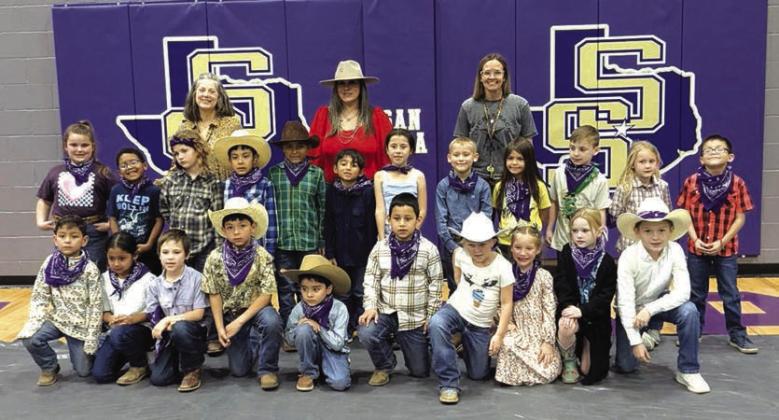 SSES 1st Grade Students and Teachers Front Row (L to R): Gustavo Montoya, *Kessley Mora, Easton Naizer, Andre Rincon Ortiz, Romero Rocha, Isidro Barrientos Sanchez, *Vivian Theis, Willow Tiney, Cheyenne Turner, and Case Walts. Middle Row (L to R): Teagan Borrel, *Elias Bowman, Hadley Craft, Diego Cruz, Ruban Davila, *Giovanni Estrada, *Karen Estrada, *Tommy Gilliam, Avery Gonzales, Carter Jacobs, *Lacy Johnson, and *Mateo Martinez. Back Row (L to R): Mrs. Stacey Dame, Mrs. Kambria King, and Mrs. Tara Mejia.