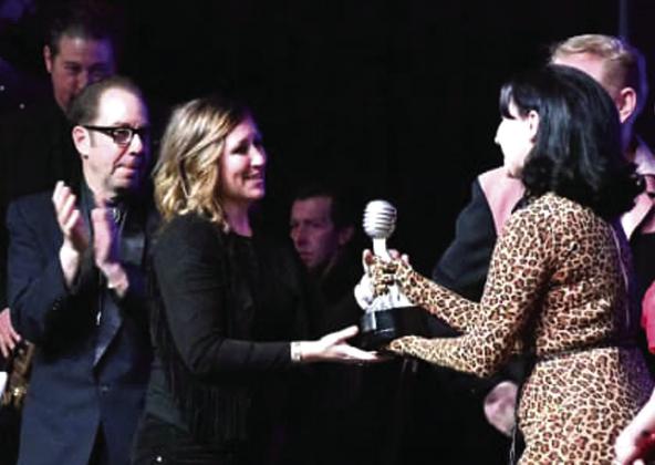 Katie Shore accepting her Musician of the Year Award in Memphis, Tennessee, February 19th Photo courtesy the Ameripolitan Music Awards