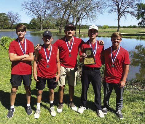 The Cherokee HS Golf team district runners up Jaxon White, Weston Woolsey, Joel Valdez, Jeremiah Wakefield, and Tatum Shanklin - photo courtesy of Cecilia Langston