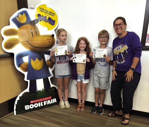 Youth Poetry Winners - 3rd Grade: Hadley Fuller, Dakota Gage, Dayler Barrier, and teacher Mrs. Jenny Jost