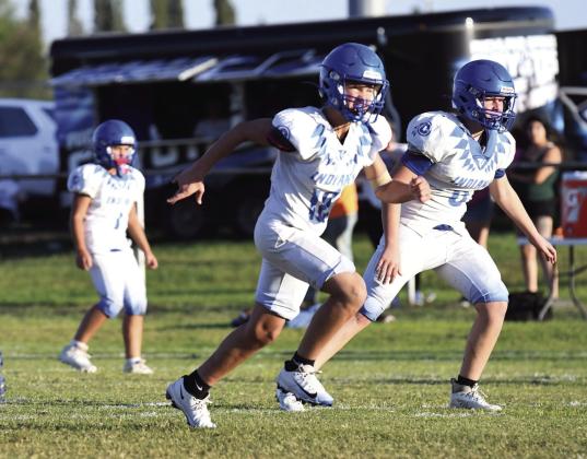 Kyson Shanklin and Caden White working the field together in the junior high game against Richland Springs Courtesy of Valerie Valdez